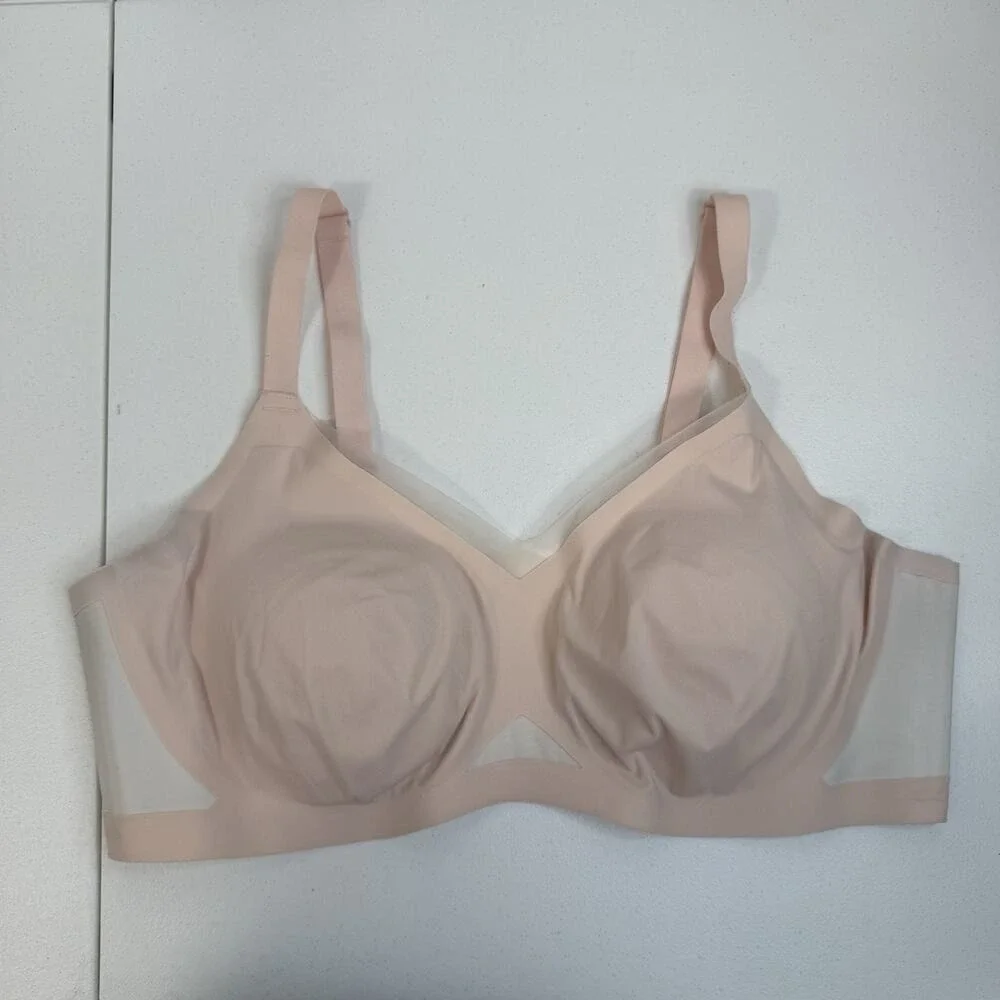 Honeylove 2X Bra Crossover Wireless Full Coverage Petal Pink Padded Back Closure